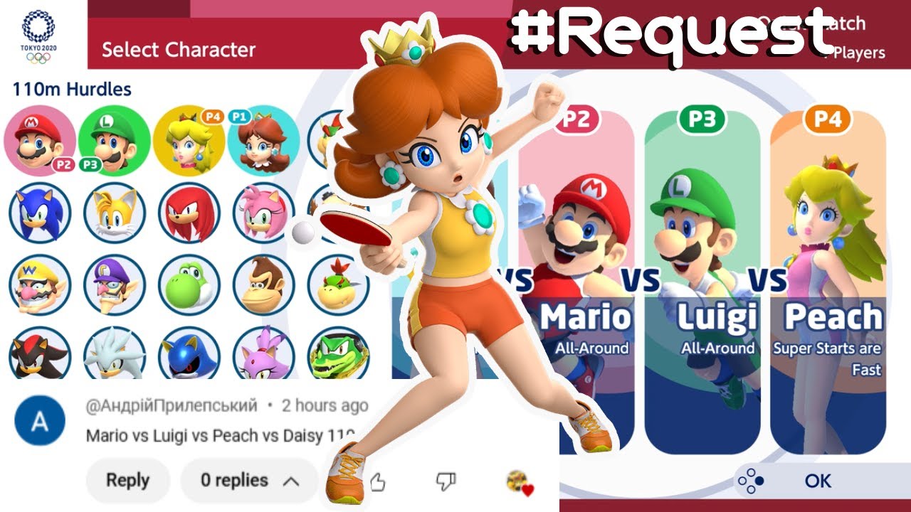 MARIO AND SONIC AT TOKYO 2020 | Gameplay (4 Players) | Daisy VS Mario VS Luigi VS Peach