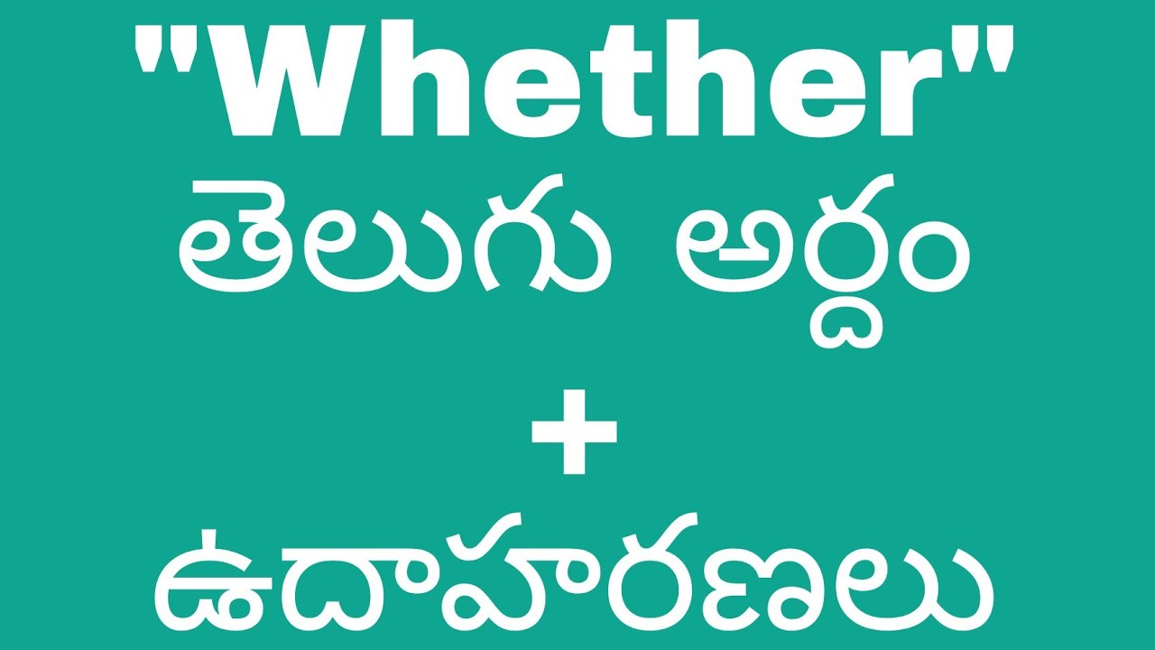 Whether meaning in telugu with examples