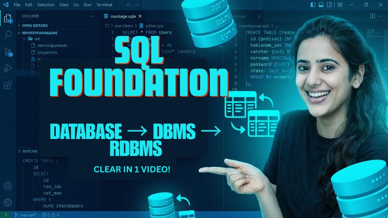 SQL Basics in Hindi | Database, DBMS, RDBMS & First Table - YouTube