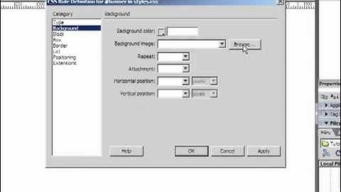 Using CSS to put a background image into a div tag in Dreamweaver CS3.flv