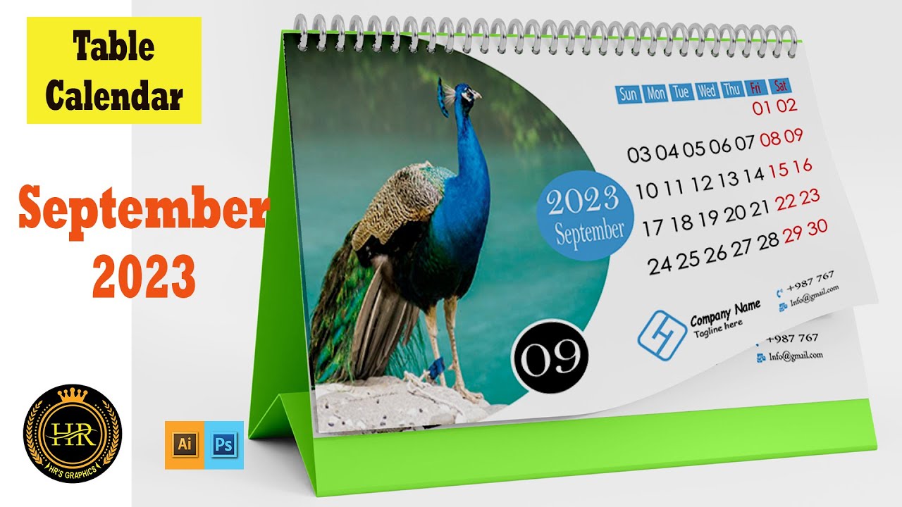 Table calendar 2023, September 2023, how to design a table calendar, 2023 calendar design tutorial,,