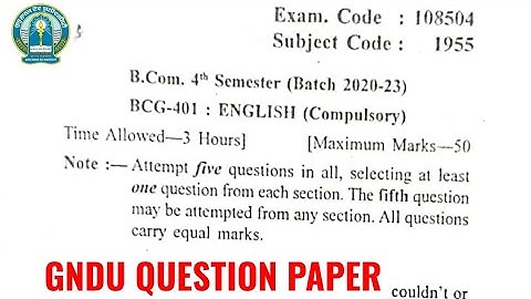 Gndu BCom 4th Semester English Compulsory Question Paper | Bcom 4th Semester English Question Paper