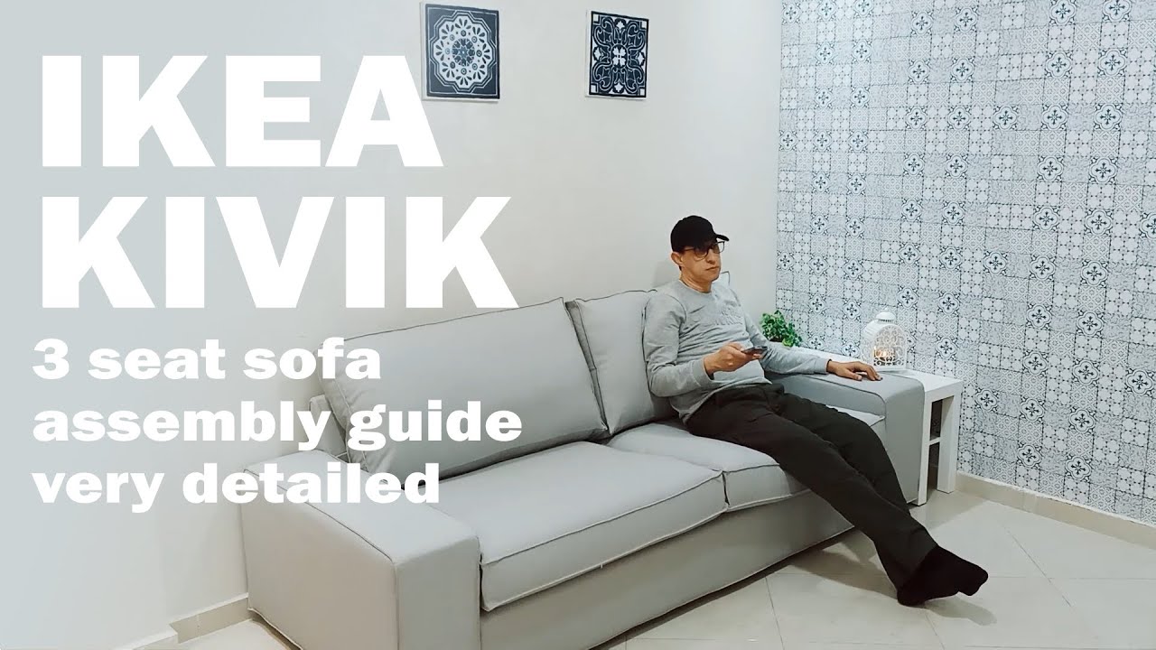IKEA kivik 3 seat sofa assembly instructions very detailed - YouTube