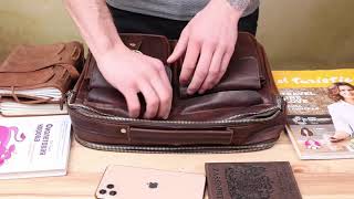 Обзор кожаной коричневой мужской сумки Vintage 14717