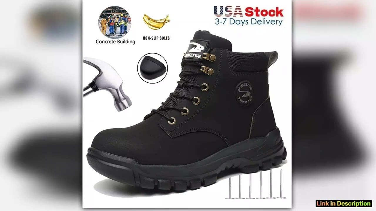 Mens PunctureProof Steel Toe Safety Boots Oil SlipResistant Industrial Shoe Outdoor Work Shoes for