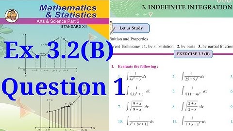 Exercise 3.2(B),HSC,12th maths2,question1,Indefinite  Integration, Integration,new syllabus,state