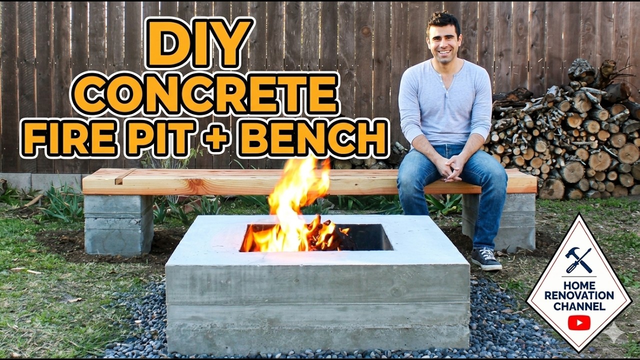 DIY Concrete Fire Pit + Bench (first part)