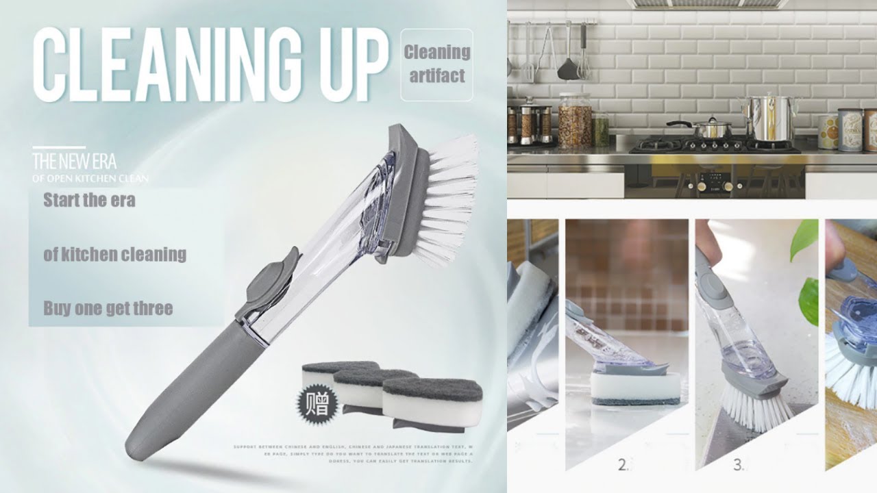 Kitchen cleaning tools 2 in 1 long handle cleaning brush Dishwashing