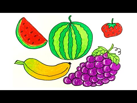 Video Vẽ Quả (Trái Cây) | Vẽ Quả Chuối, Quả Dâu Tây, Quả Dưa... - youtube