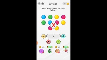 Braindom level 28 how many green ball are there?