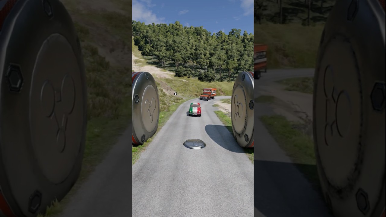 MIXER TRUCK MAYHEM! Colorful Truck Crashes into Big Bollards in Funny Game!