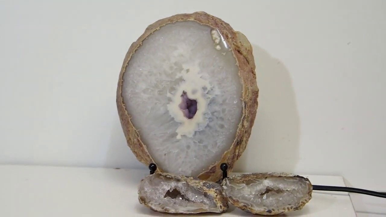 1.1kg Sliced Brazilian Crystal Agate Lamp Set 3 Pieces S418 8 YouTube player