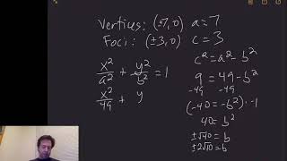 Algebra 2 - Conic Sections - Writing Equations of Ellipses