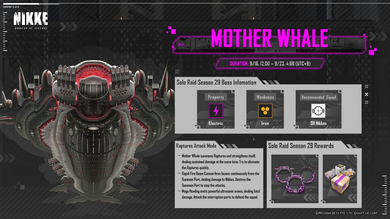 Solo Raid Season 29 LVL V Boss Mother Whale Element Iron | Goddess Of Victory : NIKKE