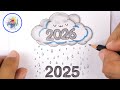 رسم سهل جدا بمناسبة العام الجديد 2026 رسم سهل بالرصاص للمبتدئين 2026 تعليم الرسم بالرصاص 
