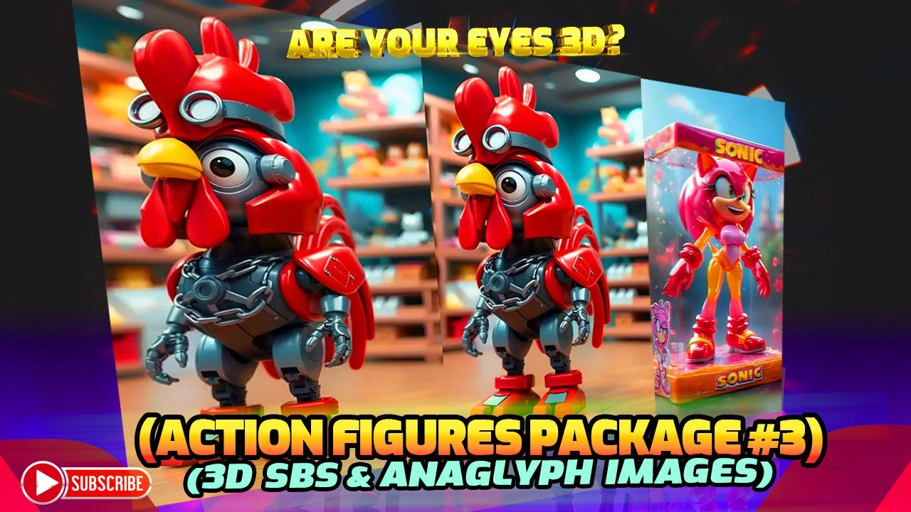 3D SBS (SIDE BY SIDE) & 3D ANAGLYPH IMAGES SET #3 #sbs #anaglyph  #3dglasses #humor #actionfigure