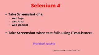 Selenium 4 - Take Screenshot of Entire Web Page, Area and Element using ITestListner