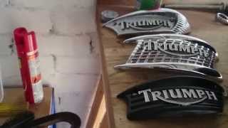 Triumph tank badges screw on type (fat bloke talks