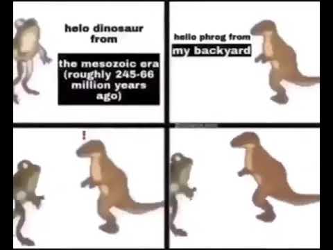 dinosaur and frog dancing to geometry dash practice song
