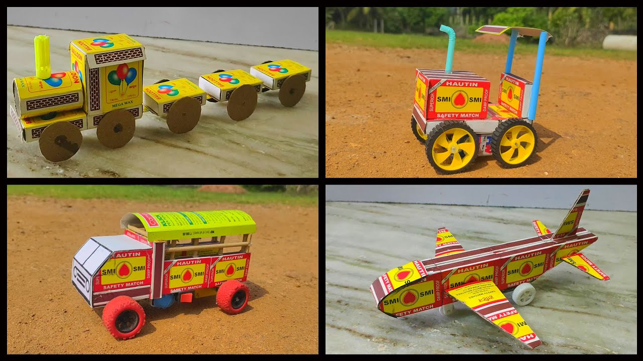 DIY 4 Amazing Matchbox Vehicles II DIY Matchbox Train, Truck, Tractor ...