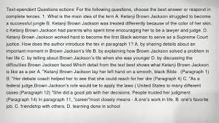 Text-Ependent Questions Ections For The Following Questions, Choose The Best Answer Or Respond In C