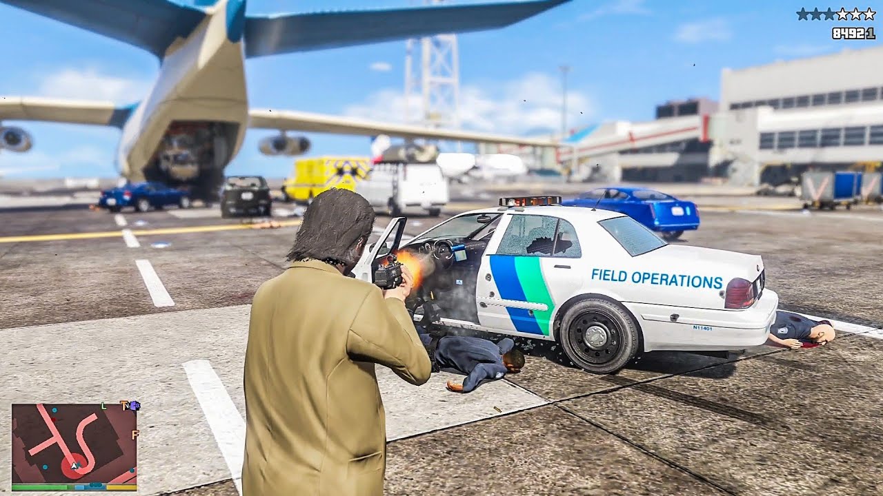 GTA 5 - Michael's Cargo Plane Shootout + Ten Star Escape [R.D.E 4.1.2]