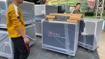 LA 2122P active line array system set up from T I Pro Audio