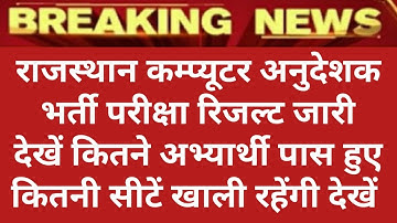 Rajasthan Computer Teacher Result 2022 || Rajasthan computer anudeshak exam cut off marks