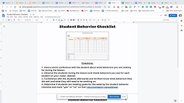Behavior Intervention Example- Student Behavior Checklist