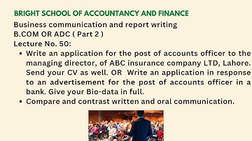 Business communication and report writing | B.COM OR ADC (Part 2) | Past papers | Lecture: No 50