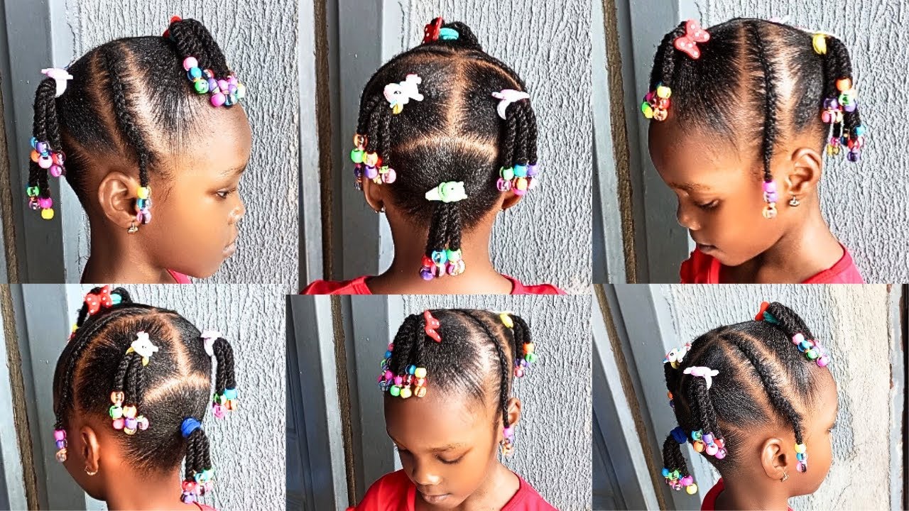 Easy Trending Back To School Hairstyle For Baby Girls | Natural Protective beads Style For Kids