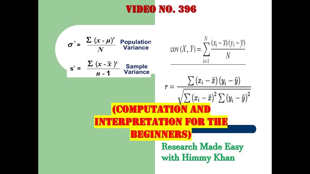396: |Variance| Covariance | and |Correlation| : Comutation in SPSS and ...