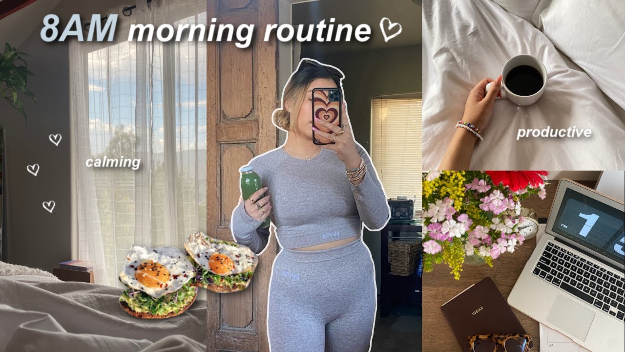 8AM PRODUCTIVE MORNING ROUTINE | realistic & relaxing, working out ...