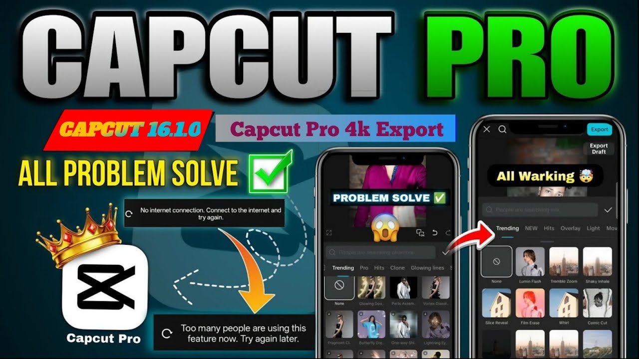 Capcut new update 16.1.0✅ | Capcut no internet problem solve✅ | Capcut video editing update problem 