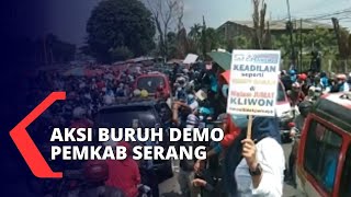 Buruh Se-Kabupaten Serang Demo Tolak UU Cipta Kerja ke Kantor Bupati