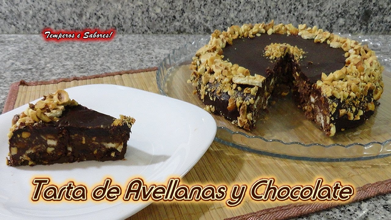 TARTA DE AVELLANAS Y CHOCOLATE SIN HORNO estilo Ferrero Rocher