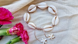 Cowrie Shell Bracelet Tutorial 🐚 | Easy Beach Vibes Macrame Bracelet 🌞🏖️
