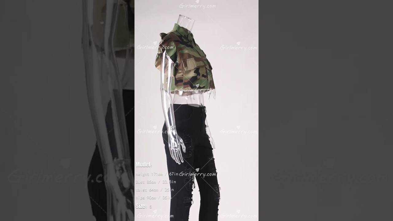 Girlmerry Sexy non stretch camouflage printing ruffle single breasted crop blouse Wholesale EA010756