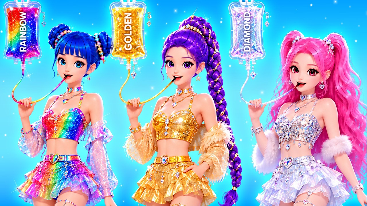 Huntrix究極の変身!レインボー vs ゴールデンディーバ対決💖🖤劇的ビフォーアフター対決