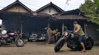 Biker soleh with Harley Davidson Fatboy 2000 custom