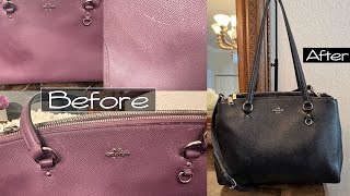 Watch me transform this Purple Coach bag to black How to dye leather