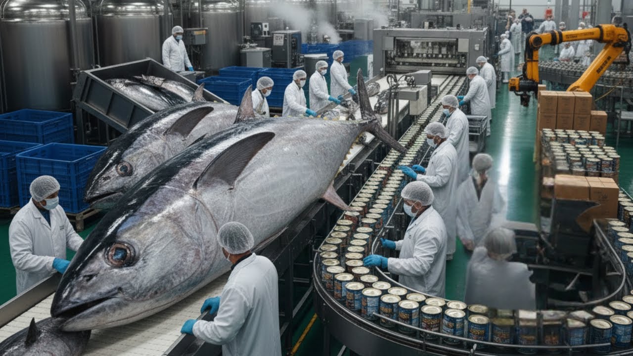 Inside the World’s Largest Tuna Factory. How Canned Tuna is Made! (Full Process)