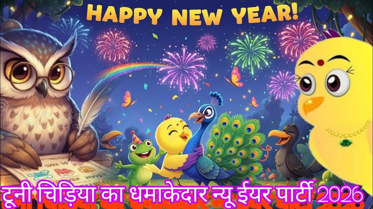 टूनी चिड़िया का धमाकेदार न्यू ईयर पार्टी 2026 | फायरवर्क्स, डांस और नए रेजोल्यूशन tooni chidiya 