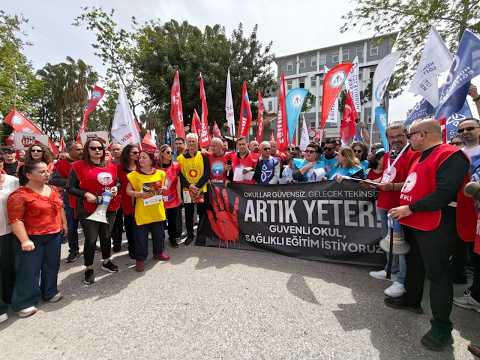 Education unions staged a strike in Antalya against violence in schools.