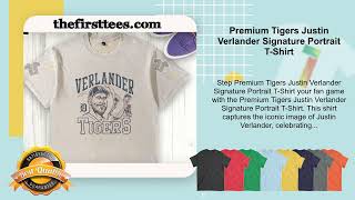 Premium Tigers Justin Verlander Signature Portrait T-Shirt