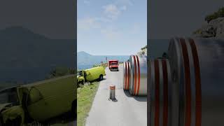 Cars & Ambulance Van Vs Giant Pit Bollards Crash - BeamNG Drive #shorts #crash #viralshorts