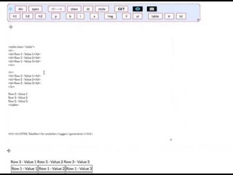 HTML Tabellen generieren / erstellen / taggen live editor