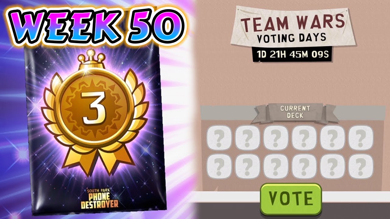 Team Wars (TVT) Pack + Votes (Week 50 2025) | South Park Phone Destroyer