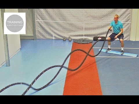 Video: alternating waves with kneeling get ups battle ropes