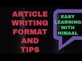 ARTICLE WRITING FORMAT CBSE// EASY LEARNING